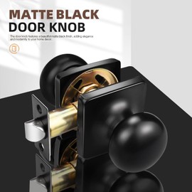 GOBEKOR 10 Pack Passage Door Knobs Keyless Interior Door Knobs with Lock Matte Black Round Closet Door Knob Stainless Steel Square Door Knobs