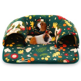 Cinnvoice Guinea Pig Hideout Tunnel with Warm Bed 3 Cave Small Animal Tunnel Toy Cages Large Soft Small Animal Hideout for Guinea Pig Bunny Chinchillas Ferret House Accessories