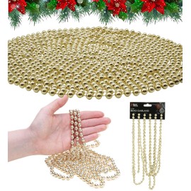 Luxury Christmas Tree Decoration Bead Garland with fireplace Christmas decorations, Christmas garland and Christmas tree decorations White, Rose Gold, Red, Green (2.7m Gold)