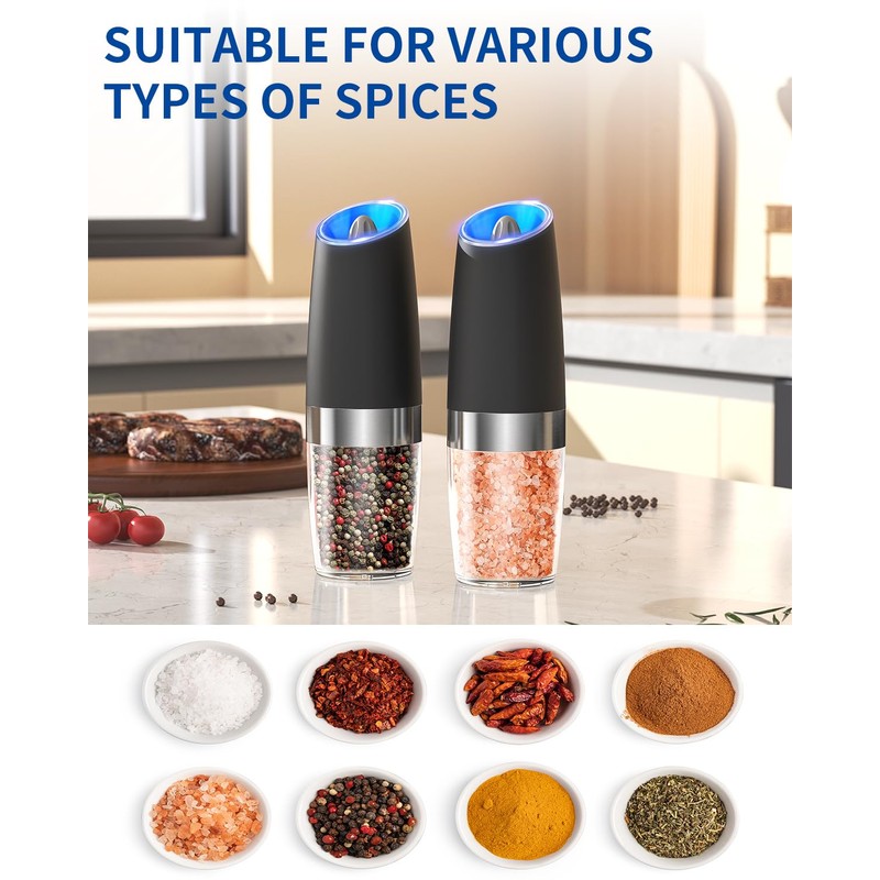 CIRCLE JOY Gravity Electric Pepper Grinder Salt Grinder Pepper Griner