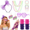 Accesorios de neón 80s para mujer – Guantes de red,