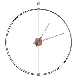 Pacific Bay Barcelona Extra-Large Decorative Lightweight 32-inch Minimalist Wall Clock - Silent, Non-Ticking, Black Walnut Wood Dial, Carbon Fiber & Steel Construction, Quartz Battery Operated