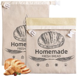 2 Pack Beeswax Bread Bags for Sourdough,Reusable Organic Linen Beeswax Bread Bag for Homemade Sourdough 17 x 12.6 Inches Food Storage Cloth Bag – Freezer-Friendly & Freshness Preservation