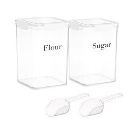 Yomjarl Set of 2 Large Food Storage Jars 4L - Airtight Containers with Lids, White with Free Spoon-Kitchen Canisters for Sugar,Flour,Coffee,Pantry Organization(2 PACK OF 5L)