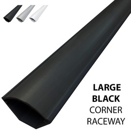 Electriduct Large Corner Duct Cable Raceway (1250 Series) - 5 Feet - Black - 3 Sticks