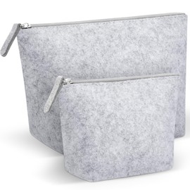 Xuniea Pack of 2 Felt Cosmetic Bag Travel Blanks for Plotting Bag Women's Makeup Bag Cosmetic Bag Pencil Case Multifunctional Felt Bag for Christmas Mother's Day Valentine's Day, lightgrey, Light grey