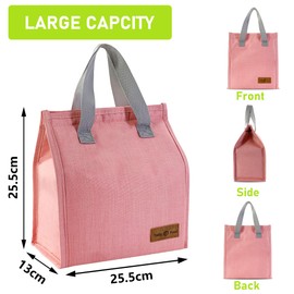 Insulated Lunch Bags for Women Men, Reusable Leakproof Lunch Box Tote Bag, Heat Cold Preservation Lunch Box Container for Women Adult Work Ladies Men School Picnic or Travel (Pink)