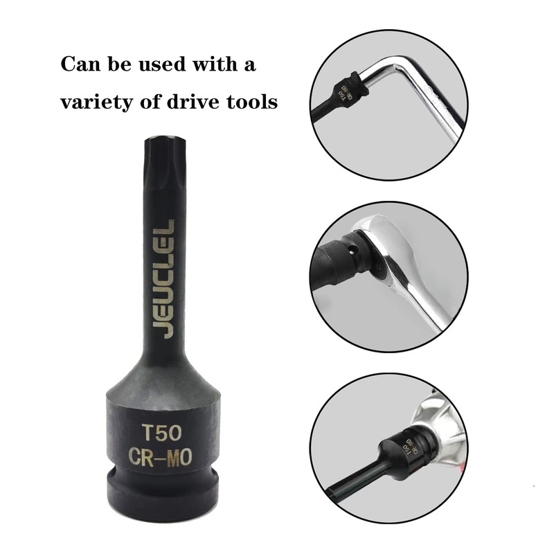 JEUCLEL T50 Torx Star 6 Point Impact Bit Socket, T50