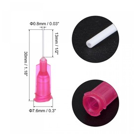 sourcing map 20 Pcs 25G Plastic Dispensing Needles, 1/2" PP Glue Needle Tube Blunt Luer Lock Tips with PP Flexible Needle for Liquid Glue Gun, Red