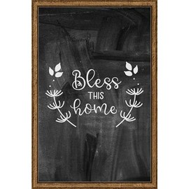 Bless This Home Flowers Happy Life Thankful For This Life Chalk Board Wall Art Decor Funny Gift Large 8 x 12 Inch Sign