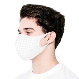 White Face Mask UPF 50, UV Sunblock Protective, Unisex, Washable, Reusable, Breathable for Running (White (Square))