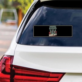 Hands Off Our Democracy Vinyl Sticker, Resist Hate Decal, Anti-Trump, Resist Racism Sticker, Resist Fascism Car Bumper Sticker, 10" x 3"
