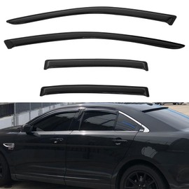 LQQDP 4pcs Front+Rear Smoke Tint Sun/Rain Guard Outside Mount Tape-On Vent Window Visors Compatible with 10-19 Taurus