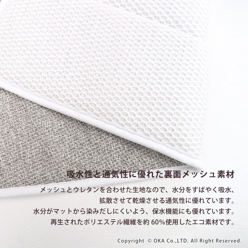 Oka PLYS Base Draining Absorbent Mat, Large Size, Approx. 13.8