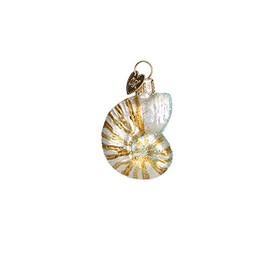 Old World Christmas Glass Blown Ornament with S-Hook and Gift Box, Sea Shell Collection (Mini Nautilus Shell)