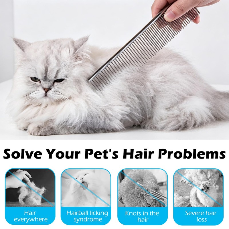 Dog Comb & Cat Comb, Stainless Steel Pet Comb, Gently