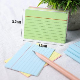 Koogel Koogel 1,000 Stücke Linierte Karteikarte, A8 Karteikarten Vokabelkarten Bunt Lernkarten Beschriftbar für Unterwegs Vokabel Lernen