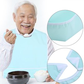 Baberos para Adultos, babero para adultos mayores Protector ropa impermeable para comedor con correa ajustable para personas mayores de edad avanzada Hombres Mujeres Comida babero adulto (Verde claro)