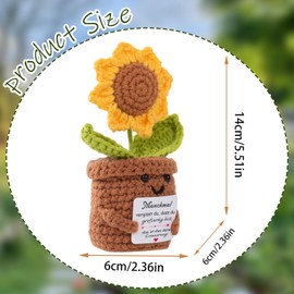 Aruigu Gifts for Women, Girlfriend, Gifts for Mum, for Sisters, Positive Potato, German Replacement Series, Crocheted Gifts, Inspirational Gifts for Colleague Wife, Yellow (sunflower), 10 cm