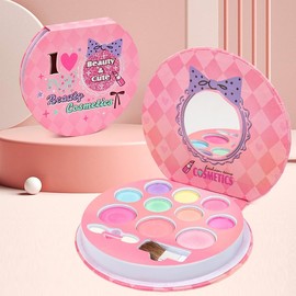 10-Farben-Kinder-Make-up-Sets für Mädchen, waschbare Kinder-Make-up-Kit mit Spiegel, ungiftige kosmetische Schönheit-Set-Geschenk für Kinder, Prinzessin vorgeben Spiele Spielzeug Geburtstag Weihnachts