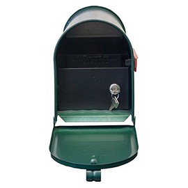 Qualarc E1-MLBX-LKIT-GRN Rust Proof Galvanized Mailbox with Locking Insert, Steel Latch and Red Aluminum Flag, Green