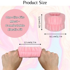 AHLPO Spa Wrist Wash Band 2 Pairs - Absorbent Sweatband Wrist, Microfibre Face Wash Bracelets, Cosmetic Hair Band for Women Girls, Skincare Bracelet for Makeup Shower (Blue Pink)