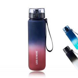 DEARART 32oz Water Bottle With Motivational and Time Marker, BPA FREE Quick Drink Without Straw, Suit Sports Office Gym Travel, Deep Blue&Red