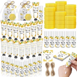 75 piezas/25 juegos de recuerdos de baby shower con temática de abejas para invitados Sweet As Can Bee Bálsamos labiales a Little Honey Is on The Way Crema de manos Jabón de nido de abeja