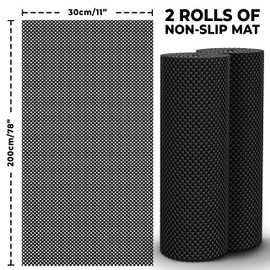 DIY Doctor - 2x Anti Slip Gripper Rolls (190 x 30cm) - Rug Gripper - Anti Slip Rug Underlay - Rug Grippers for Laminate Floor - Carpet Grippers - Non Slip Rubber Matting - Shelf Drawer Liner Black