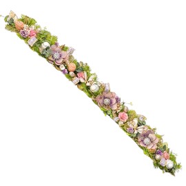 Holiday Tree 5' Easter Floral Garland – Handcrafted Easter Garland for Elegant Easter Decorations & Home Decor with Capiz Shell Flowers, Easter Eggs & Jeweled Dragonflies
