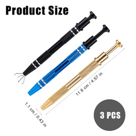 3pcs Piercing Ball Pickup Tool, Jewelry Grabber Aluminum Alloy 4-Claw IC Chip Pickup Tool for Small Parts Pearl Jewelry Electronic Components Making Tool Accessory
