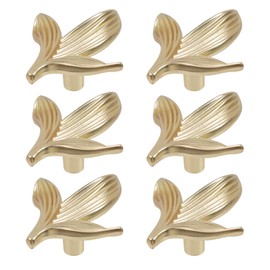 T Tulead 6 Pcs Drawer Knobs Vintage with Screws, Zinc Alloy Decorative Cute Drawer Knobs, Unique Pulls for Wardrobe, Cupboard (3 Leaves Design)