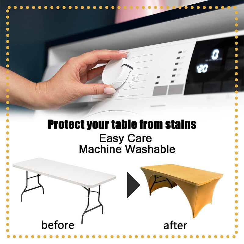 Dololoo Stretchable Tablecloths 6ft for Rectangle Tables with Open Back,