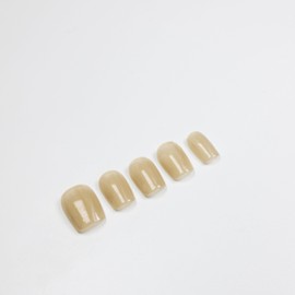 MAOLEETO 3D Square Press on Nails, short square Fake Nails Flesh False Nails Small Apricot Press on Nails for Women Girls Nail Art Decoration - Smaill