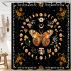 Boziqr Boho Mushroom Butterfly Shower Curtains for Bathroom, Moon Floral