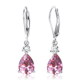 JeryWe S925 Sterling Silver Earrings for Women CZ Earrings Dangle Teardrop Earrings Cubic Zirconia Leverback Drop Earrings Hypoallergenic Earrings for Women Dangling Jewelry Gifts