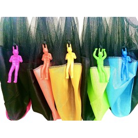 STUWU 4 x Parachutists Sewn Fabric Parachute Party Bag Children's Birthday Party Bag