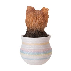 Pacific Giftware Yorkie-Hundefigur im dekorativen Topf, niedliche Heimdekoration, Tischstatue, ideales Hundegeschenk für Hundeliebhaber, Tierfigur, Sammler, einzigartiges Geschenk für Geburtstage und
