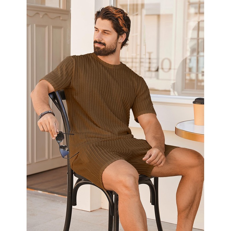 Babioboa Men's Short Sets 2 Piece Outfits Crewneck Summer T