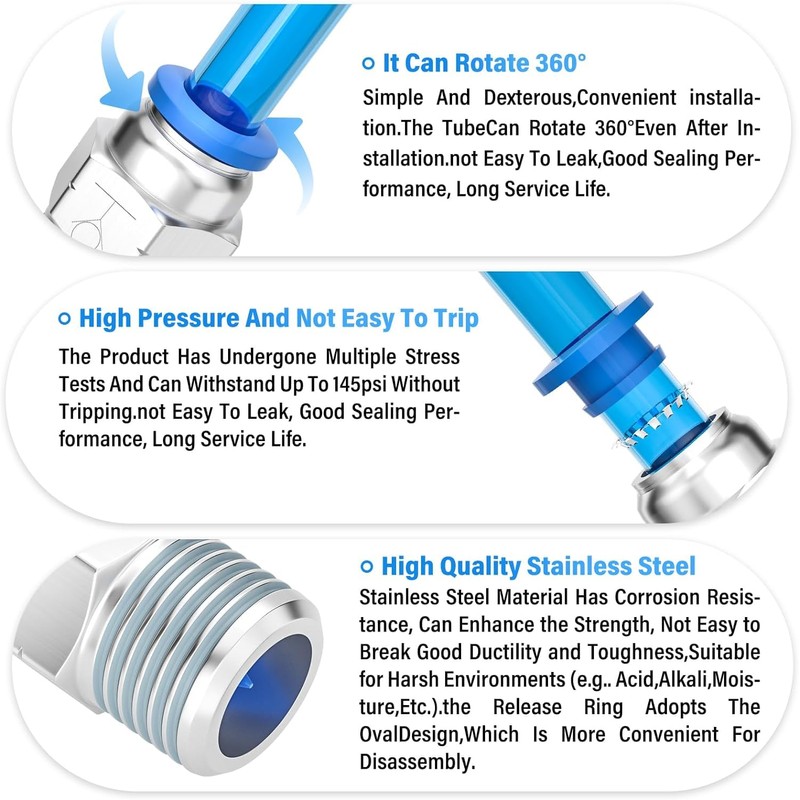 TAILONZ PNEUMATIC Male Straight 1/4 Inch Tube OD x 1/8