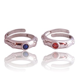 Howl's Moving Castle Ring, Calsifer, Couple Ring Set, Cosplay Rings, Cosplay Accessory, Anime Rings, Howl Rings Set, Sophie Ring (1 SILVER BLUE RING +1 SILVER RED RING, brass)