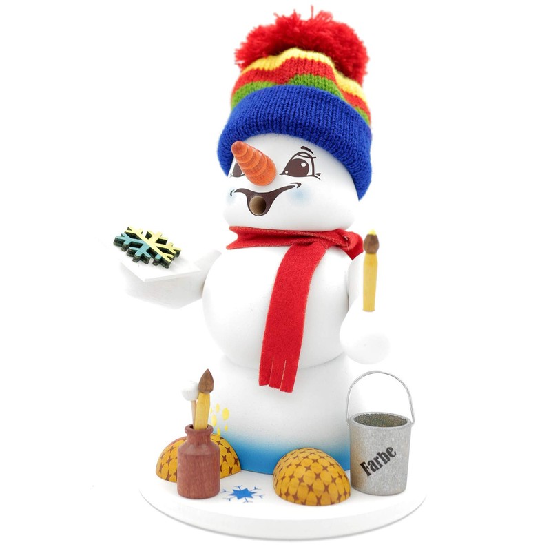 Kuhnert Ore Mountains Wood Art Incense Burner, Incense Figurine, Snowman,