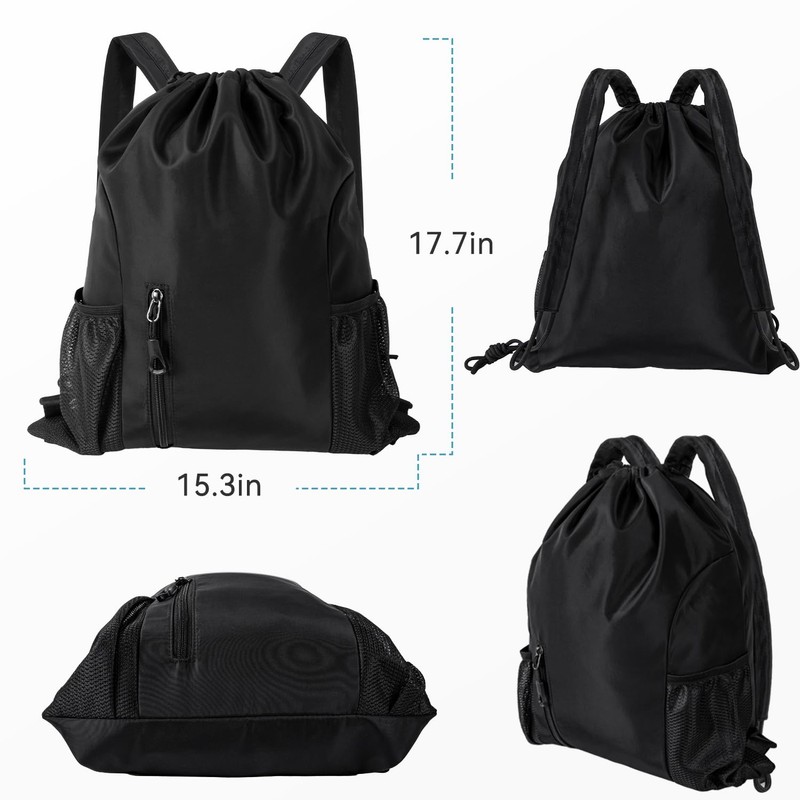 Ninonly Knapsack, Gym Sack, Large Capacity, Waterproof, Lightweight, Foldable, Separate