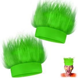 2Pcs Green Hairy Costume Headband Crazy Hair Wig Troll Hair Costume Accessories