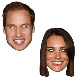 SHATCHI William and Kate Celebrity Face Masks Royal Family Couple Event Street Fancy Dress Party Stag Do Hen Night, Multi