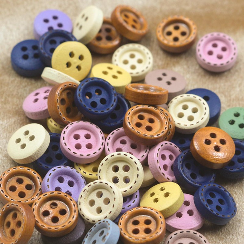 SUQ 100 Pieces Mixed Buttons, Colourful Buttons, 100 Pieces Buttons