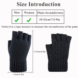 lifwimner Fingerless Gloves Men Women Winter Thermal Knitted Soft Fluffy Touchscreen Winter Gloves for Skiing Cycling, black