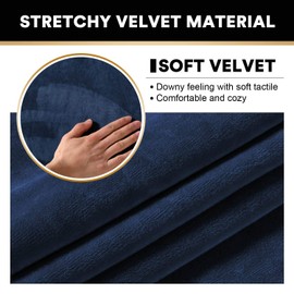 PrinceDeco Real Velvet Plush Ottoman Cover Soft Rectangle Folding Storage Covers Furniture Protector Removable Footstool Protect Footrest Covers Elastic Bottom(Large, Navy)