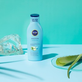 NIVEA Sun Milk After Sunbathing, Moisturising in Maxi Bottle Format 400 ml, Body Milk with Organic Aloe Vera and Hyaluronic Acid, Cream after Sunbathing with Refreshing and Soothing Effect