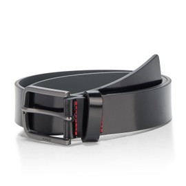 HUGO, Gurth Smooth Leather Belt, black gloss, 32
